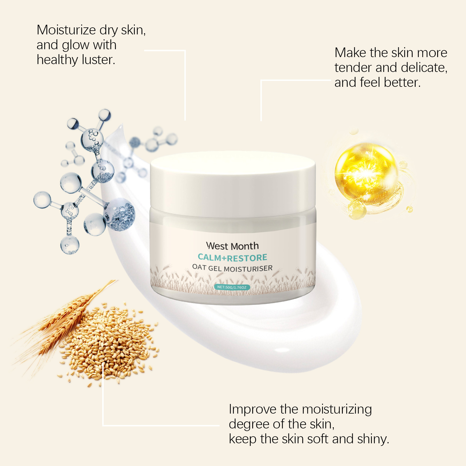 50g Oat Moisturizing Face Crea - огляд і ціна Skincare Oat